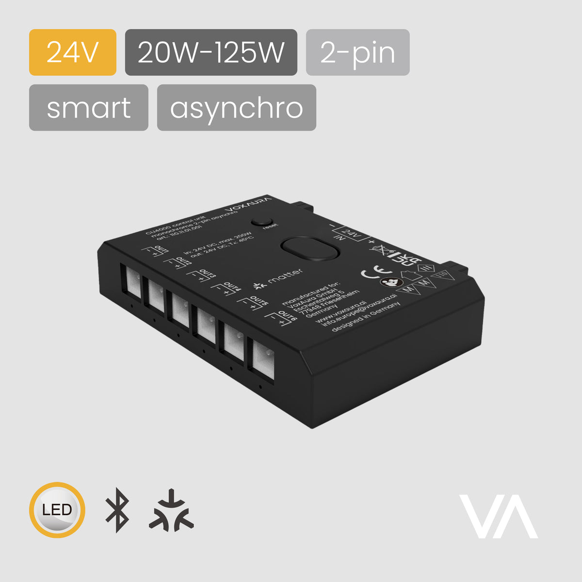 VOXAURA Control Unit, CU4000, 24V, 2-pin Monochrome, asynchro