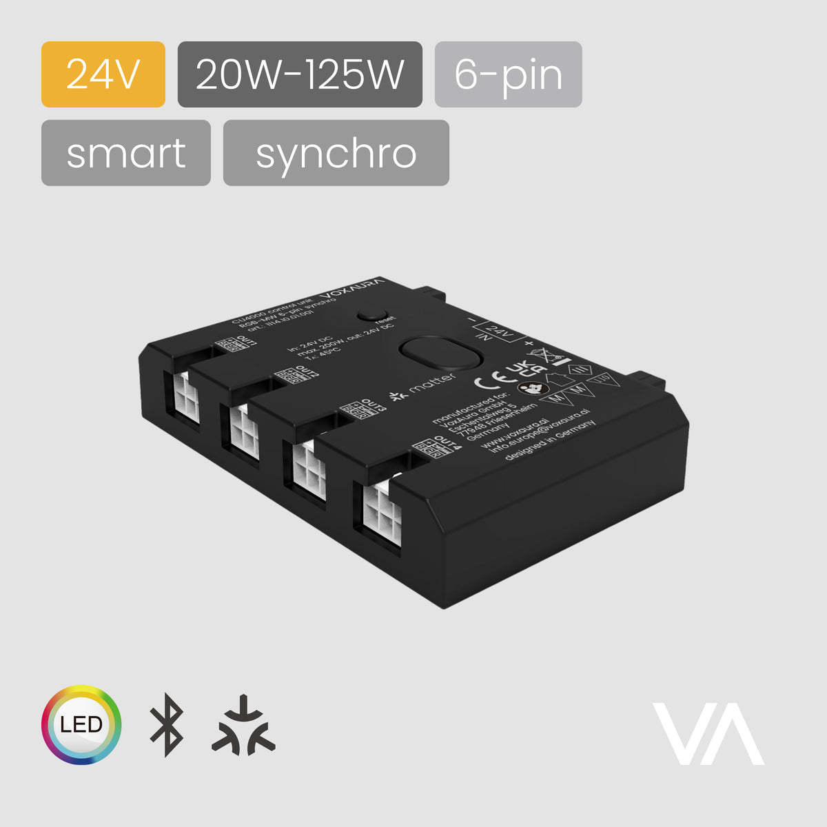 VOXAURA Control Unit, CU4000, 24V, 6-pin RGB-Multi-white, synchro