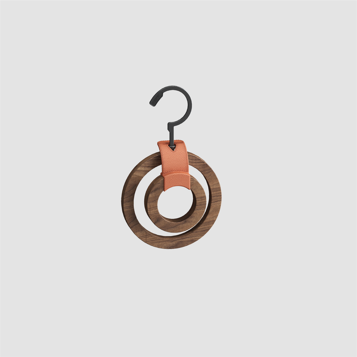 BASISTEM HORGEN Saddle Orange Walnut Double Ring Scarf Hanger