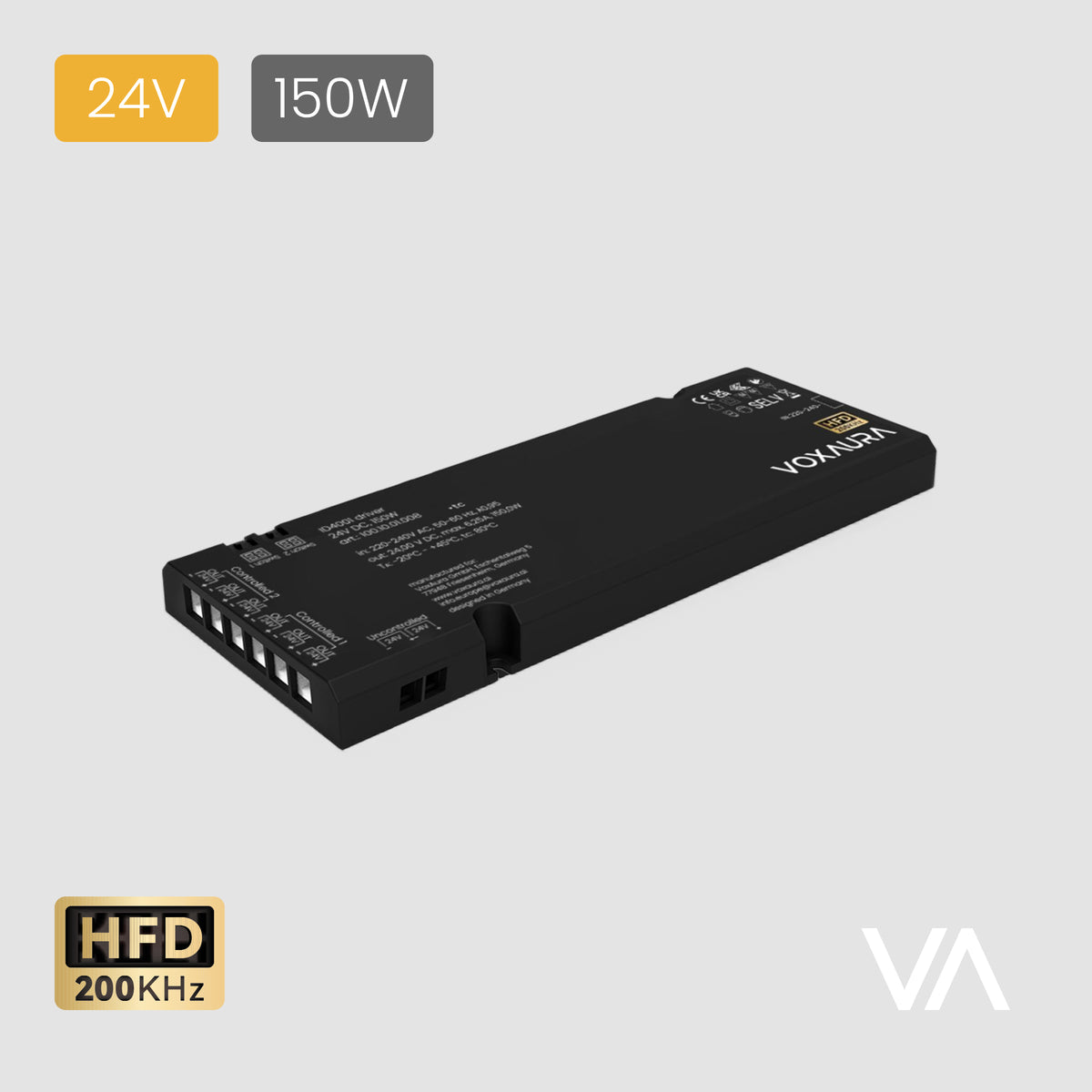 VOXAURA Integrated Driver, ID4001, 24V, 150W, 2-pin Monochrome, HFD