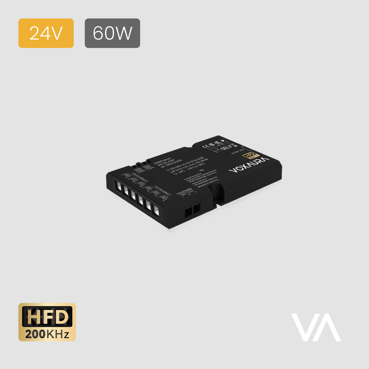 VOXAURA Integrated Driver, ID4001, 24V, 60W, 2-pin Monochrome, HFD