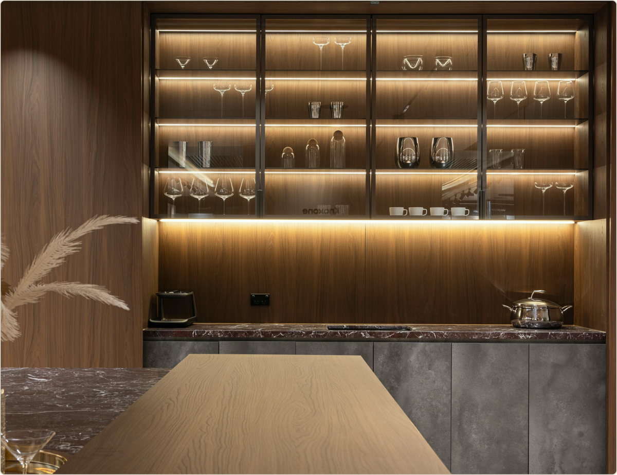 Rosso Marble and Black Basalt kitchen surfaces